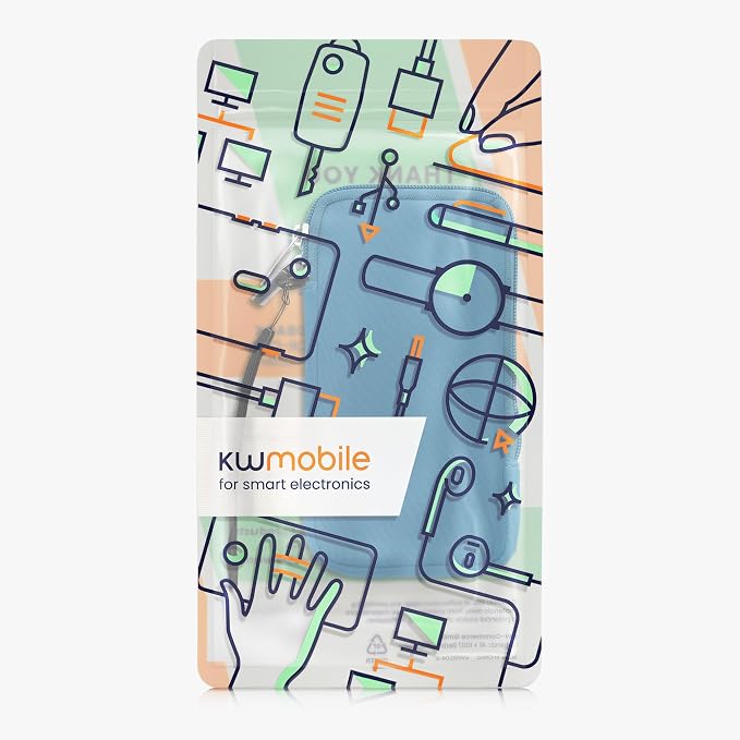 kwmobile Universal Phone Pouch Size XXL - 7" - Neoprene Smartphone Pouch with Zip - Water-Repellent Mobile Phone Case - Sleeve in Cornflower Blue - Image 7