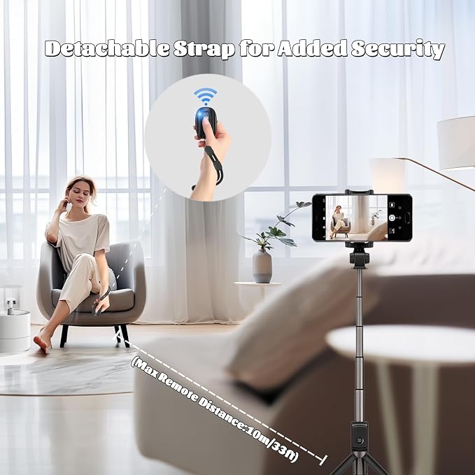 Wireless Camera Remote Shutter for iPhone and Android Smartphones 2 Pack, Bluetooth 5.2 Phone Remote Control Selfie Button for Photos and Videos, Battery Powered, Wrist Strap Included, Black & White - Image 5