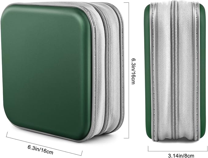 CD/DVD Case Wallet, 48 Capacity, Dark Green, Plastic, Portable Storage Organizer | Zipper‑DVD Organizer, Scratch‑Resistant Sleeves Shield Discs From Dust & Damp; Stores Music, Video, Gaming & Blu‑ray Discs - Image 6