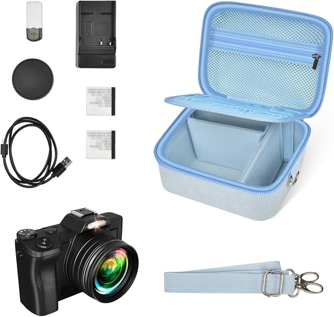 ANKHOH Vlogging Camera Case for Duluvulu/Zostuic/YIGLLO/Gavonde/Canon/Kodak | SD Card & Battery Storage, Accessory Pocket, Travel Carrying Bag, Case Only, For Creators Photography & Travel, Grey - Image 5