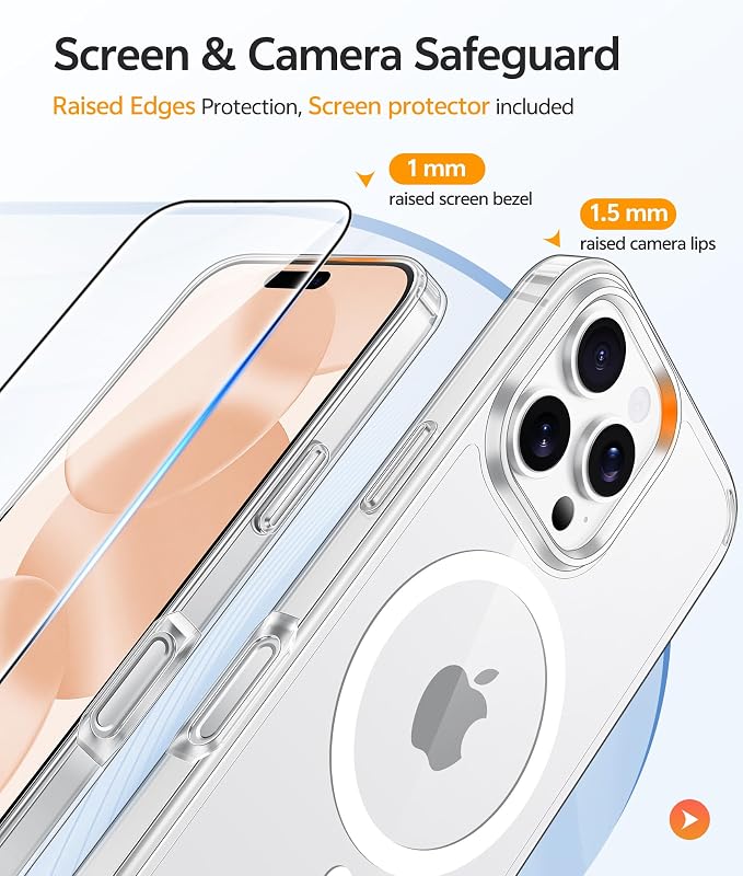FNTCASE for iPhone 16 Pro Max Case, Fit for Magsafe, Glass Screen Protector | Anti Yellowing, Magnetic Phone Cases, 14FT Military Grade Drop Protection, Slim Shockproof Protective Cover, Clear - Image 4