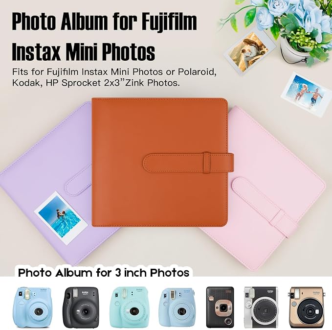 Veicevol 360-Pocket Album for Instax Mini & Polaroid 2x3 inch Photos, Black | Designed for Instax Mini and Polaroid 2x3 Photos, PU Leather Cover, Horizontal & Vertical Pockets, Wedding Birthday Travel - Image 4