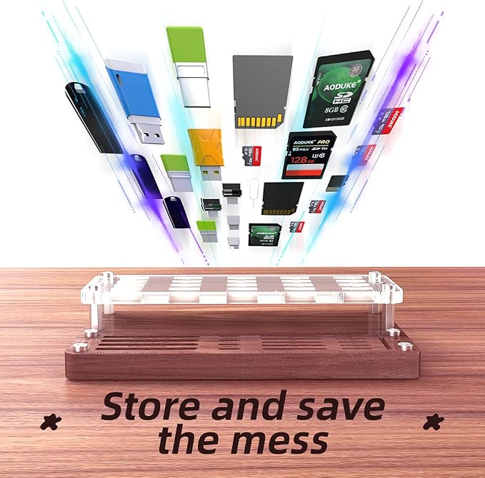 Wooden Memory Card Case for TF, SD, Micro SD Cards and USB Drives - Desk Holder and Carrying Case - AJSNH03MY - Image 7