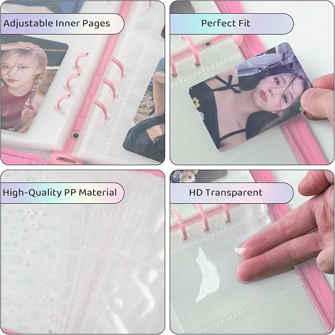A5 Photocard Binder, K-Pop Korean Pop Photocard Holder Binder Book, 200 Pockets Instax Photo Album for Polaroid Snap Kpop Photocard Holder Book/​Fujifilm Instax Mini photocard album(Pink) - Image 5