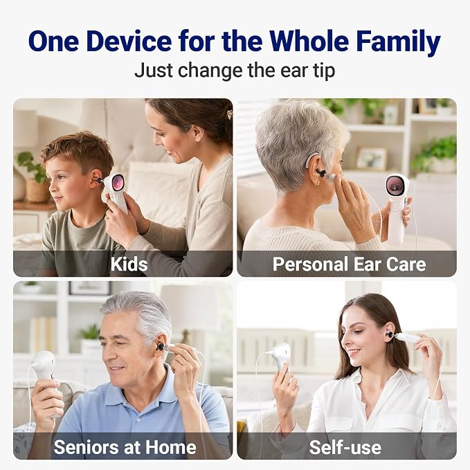 Otoscope with Light, No App Needed, HD Screen, Ear Scope Camera for Family | Ear Camera with Earwax Removal Kit for Home Cleaning Checking, Photo & Video, 3.9mm Lens, 8GB Card, LED Light, Type-C Port - Image 4