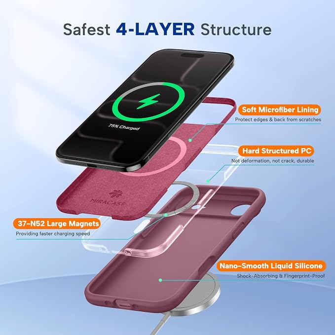 miracase Magnetic for iPhone Air Case, Compatible with MagSafe, Integrated Silicone Camera Control Cover, 3.0mm Thicken Shockproof Drop Protection Phone Case for 17 Air,Wine Red - Image 4