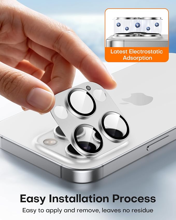 TAURI 2 Pack for iPhone 16 Pro Max/16 Pro Camera Lens Protector, Silver | Full Coverage Military-Grade Shatterproof, Upgrade AR Anti-Reflection Ultra Clear Transmission & Case Friendly - Image 5