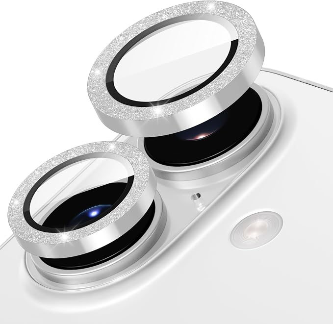 Suoman for iPhone 17 Camera Lens Protector, Silver | Bling Glitter, Independent Metal Crystal, Tempered Glass, Strong-Adhesion, Does not Affect Night Shots by Suoman