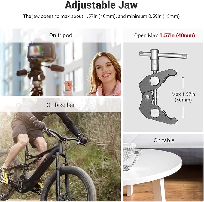 SMALLRIG Ballhead Clamp Double Ball Adapter with Bottom Clamp(4 pcs) | Clamps diameter up to 54mm, Max load up to 1kg - Image 5
