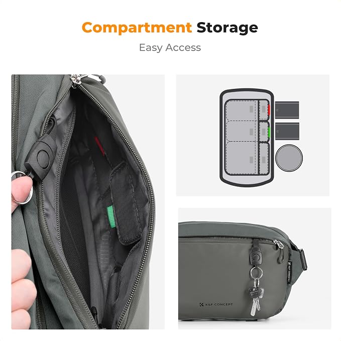 K&F CONCEPT 2 in 1 Camera Sling Bag, Everyday Shoulder Bag | Multifunction Photography Compact Crossbody DSLR Portable Bag, Compatible for Canon/Nikon/Sony, BS01 - Image 4