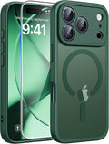 FNTCASE for iPhone 17 Pro Case, Fit for Magsafe, Screen Protector, Green | Full Camera Protection, Translucent Matte, 14FT Military Grade Drop Proof, Shockproof Protective Phone Cover by FNTCASE