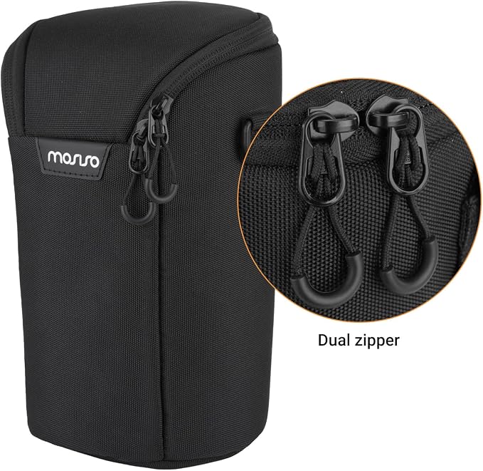 MOSISO Camera Bag, Camera Lens Pouch Case, Crossbody Shoulder Bag, Black | Top Access DSLR SLR Photography Bag, Shockproof Zipper Lens Protective Bag with Hook, Compatible with Canon/Nikon/Sony - Image 5