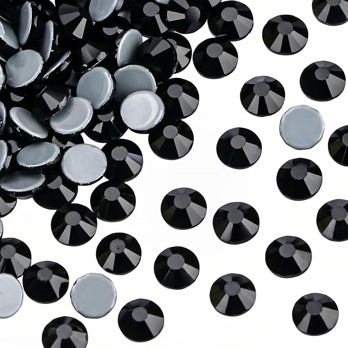 Jollin Hotfix Rhinestones Flatback Crystal Gems 3.2mm SS12, Jet | 1440pcs Hot Fix Crystals Glass Rhinestones for Bedazzling, Crafting, Clothes, Shoes & Accessories DIY Decoration by Jollin