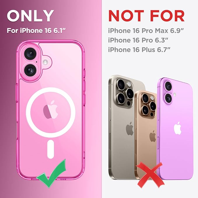 CAPRARO for iPhone 16 Case, Compatible with MagSafe | Upgraded [Full Camera Protection] Protective Translucent Matte Women Girl Magnetic Phone Case Cover, Clear Neon - Image 2