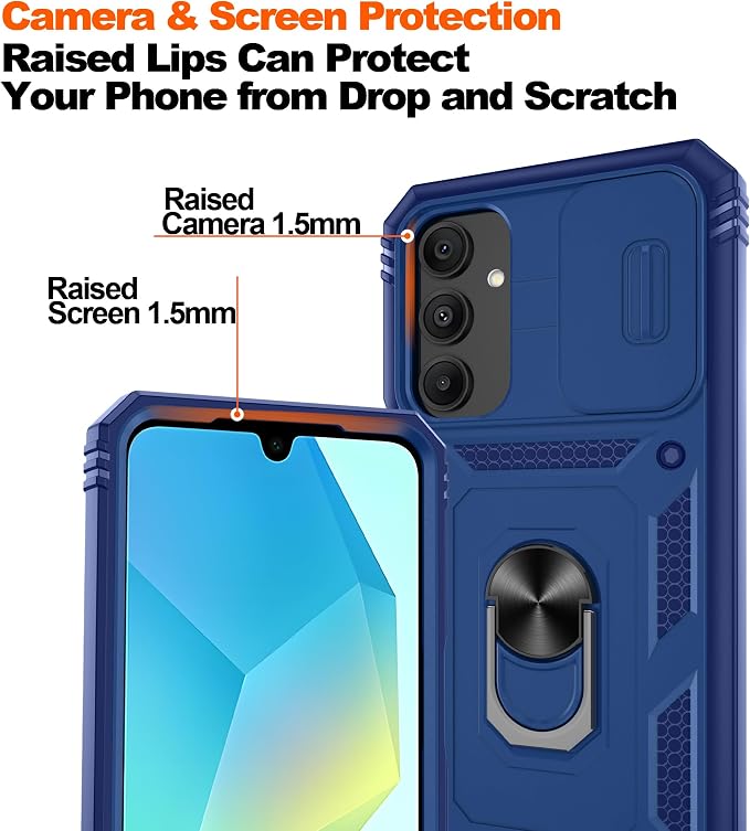 Gritup for Galaxy A16 5G Phone Case: Samsung-A16-Case with 2*Screen Protector, Magnetic Stand & Slide Camera Cover, Shock Proof Military-Grade para Galaxy A 16 Phone Cover, Blue - Image 4