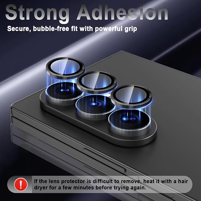Meshine for Samsung Galaxy Z Fold 8 Ultra Camera Lens Protector,Scratch Proof,Strong Adsorption,9H Hardness with Metal Ring Camera Cover,Case Friendly,Accessories Lens Protector,Black - Image 4