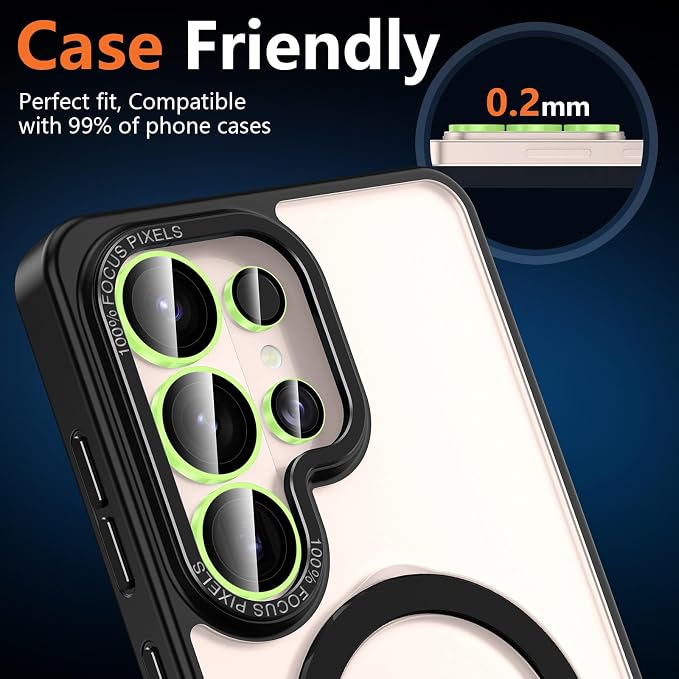 for Samsung Galaxy S26 Ultra Camera Lens Protector, Individual Metal Ring Tempered Glass Lens Cover, [Strong Adsorption] Scratch Resistant Ultra-Thin HD Clear Lens Cover, 1 Set-Yellow Shine - Image 8