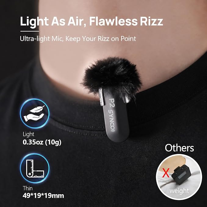 SYNCO 2 Mics Wireless Lavalier Microphone, USB-C Wireless Microphones for iPhone 15, Andriod Phone, P2XT Professional Lapel Mics for Tiktok, YouTube, Streaming, Vlog Video Recording, Type-C Devices - Image 6