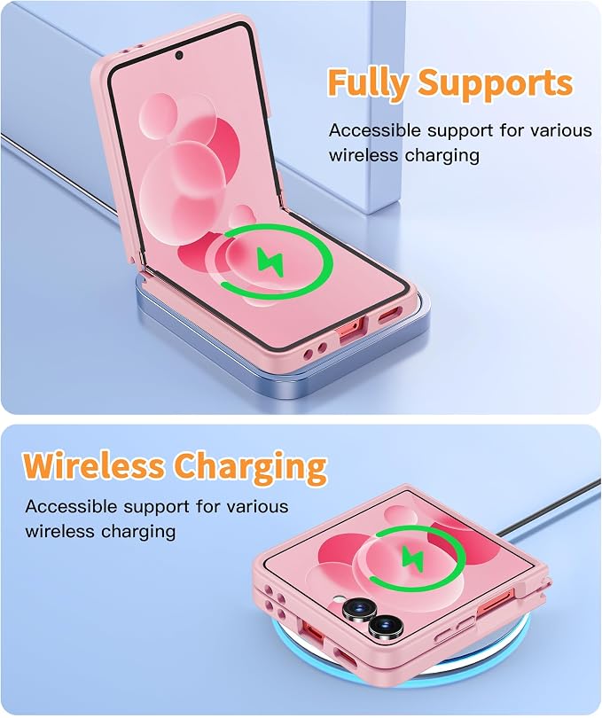 FNTCASE for Samsung Galaxy Z Flip 7 Case, Fit for Magsafe, Screen Protector | Translucent Matte, 18FT Military Grade Drop Protection, Shockproof Protective Phone Cover, Light Pink - Image 6