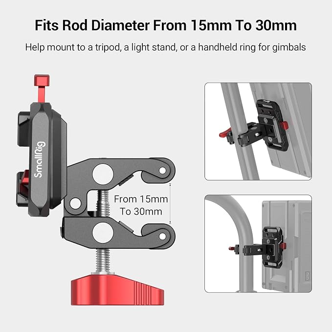 SMALLRIG Mini V Mount Battery Plate, V-Lock Mount Battery Plate with Crab-Shaped Clamp for Camera Power Supply - 2989 (Pack of 2) - Image 5