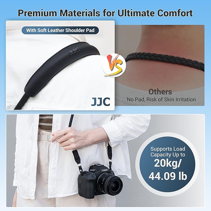 JJC 100cm Braided Rope Neck Shoulder Strap for Sony A7RVI A7CII A6600, Blue | for A7R VI A7S III A7S3 A1 A9 ZVE10 II A7C II Olympus OM-1 OM-3 OM-5 Nikon D5 D750 D500 Z6 III II Z5II & More DSLR Mirrorless - Image 6