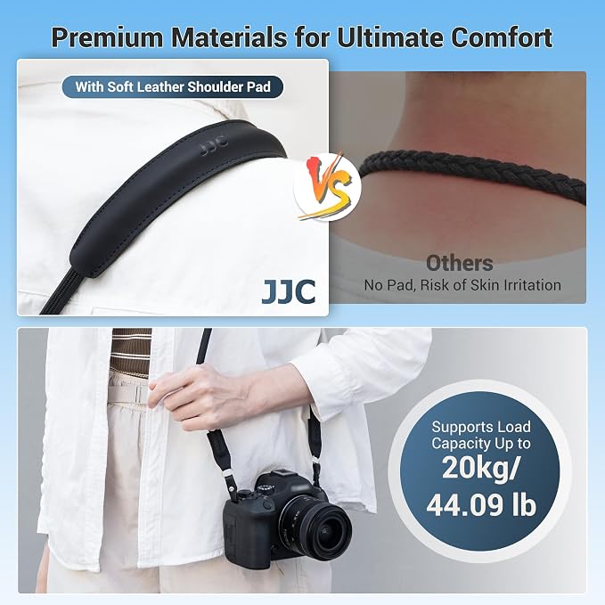 JJC 115cm Braided Rope Neck Shoulder Strap for Canon EOS R RP R5 R6, Blue | for Canon R5 Mark II R6 Mark III II T8i T7i T6i SL3 SL2 2000D Fujifilm X-T30 III II X-T20 X100 Xhalf & More DSLR Mirrorless - Image 6