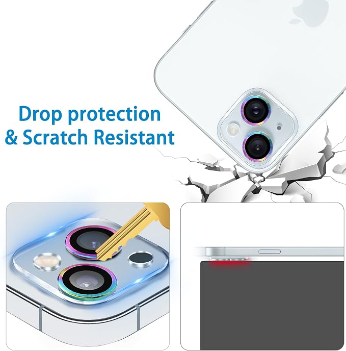 Dengduoduo 3 Pack Tempered Glass Camera Lens Protector for iPhone 15 6.1" & for iPhone 15 Plus 6.7", Ultra HD, 9H Hardness, Anti-Scratch, Case Friendly, Easy to Install [No Affect on Night Shots] - Image 4