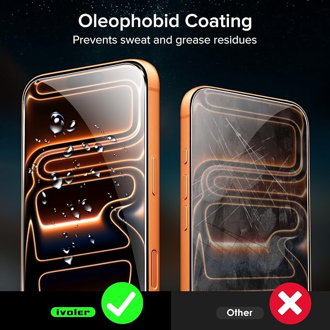 ivoler Screen Protector for iPhone 17 Pro 6.3" Tempered Glass 2-Pack | with [Easy Installation Frame], Anti-Scratch Case Friendly Clear HD Film for iPhone 17 Pro 6.3 inch - Image 6