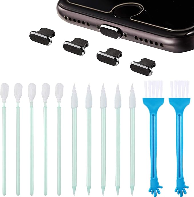 Tatuo 16 Pcs Cell Phone Cleaning Kit USB Charging Port Dust Plugs and Speaker Headphone Jack Camera Cleaning Brush Set for Daily Phone Clean Protect Task by Tatuo
