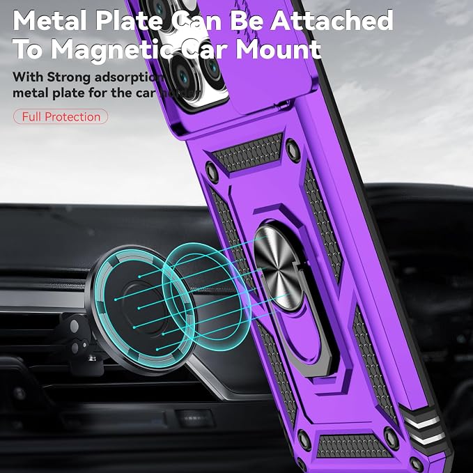 SunStory Compatible with Motorola Moto Edge 2025 Case with HD Screen Protector & Slide Camera Cover & Rotated Ring Kickstand, [Military-Grade] Phone Case for (Purple, Moto Edge 2025) - Image 4