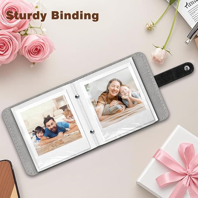 Fintie Small Photo Album Book for 3.5x4.25" Polaroid Films - 52 Pockets | For Polaoird I-Type/600/Sx-70 Films, Fujifilm Instax Wide Pictures Albums Book, Boys & Girls Memory Keepsakes, Vintage Black - Image 4