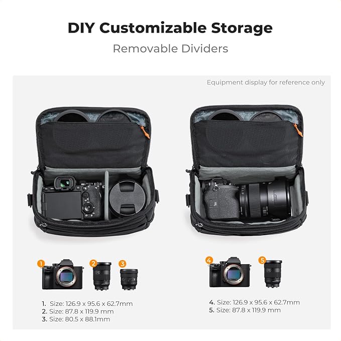 K&F CONCEPT Camera Sling Bag, Hardshell Crossbody Bag with Tripod Holder | EVA Hardshell, Foam Padded, Double-Zip Access, Mesh Pockets, Flexfold Divider for Street & Travel, for Canon/Nikon/Sony, BS14 - Image 2
