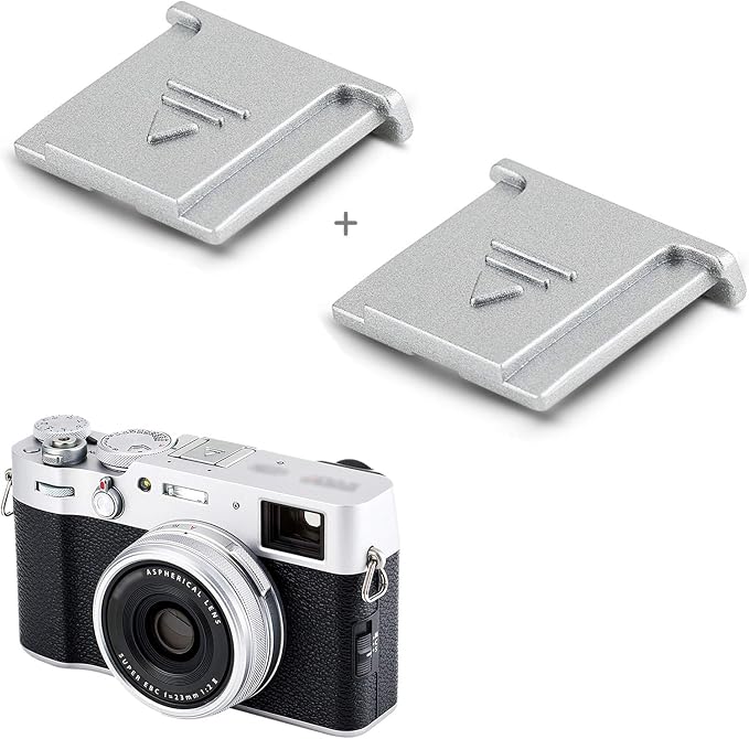 JJC 2 PCS Hot Shoe Cover Cap for Fujifilm Fuji XM5 XT5 XT50 XT30 II, Silver | Camera Hotshoe Cover for Fuji X-M5 X-T5 X-T4 X-T50 X-T30 II X100VI X100V X100 X-PRO3 X-S20 X-S10 X-E5 X-E4 X-T200 GFX100 II by JJC