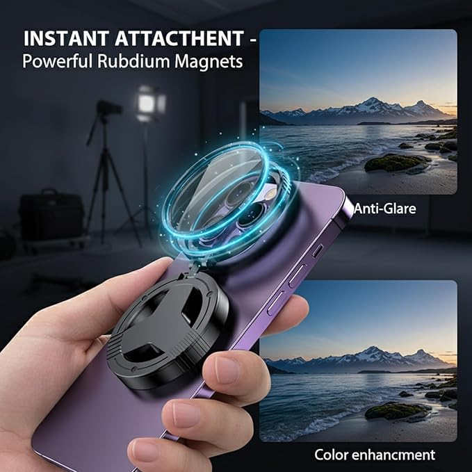 Magnetic CPL Filter for iPhone 12-17, 52mm, Anti-Glare Lens | 52mm Glass Optics, Quick Mount, 360° Rotatable Ring, Reduces Reflections Enhances Colors, Ideal for Outdoor Photography - Image 3