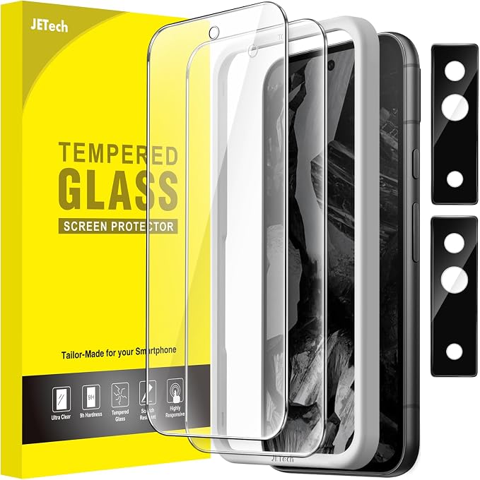 JETech Screen Protector for Google Pixel 8a, 2+2 Pack | with Camera Lens Protector, HD Clear Tempered Glass, Anti-Scratch Protection, Easy Installation Tool by JETech