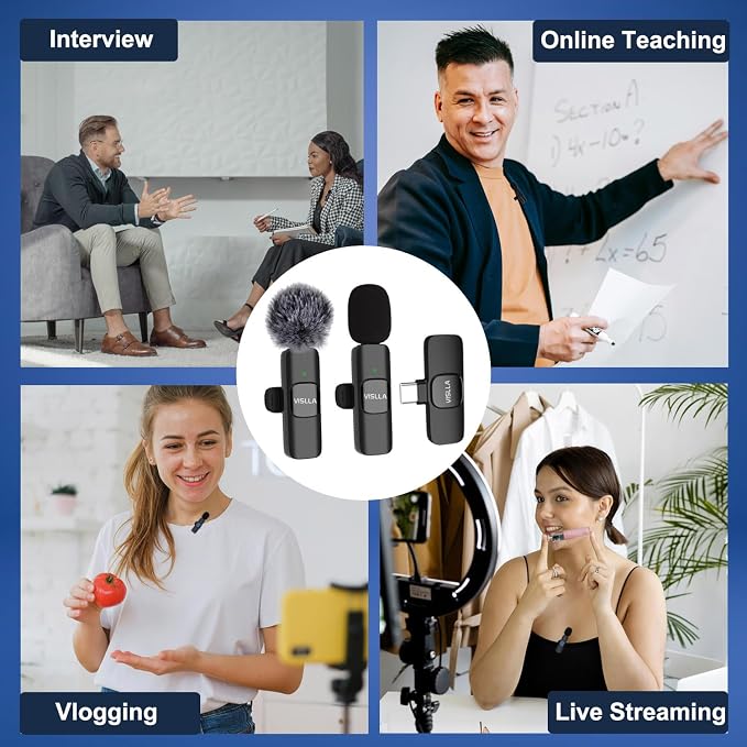 Mini Microphone for iPhone & Android,11H Battery, Noise Cancelling Wireless Lavalier Mic, Clip On Lapel Mic Pro for Content Creator Vlogging/YouTube/Tiktok/Video Recording/Streaming/Interview - Image 7