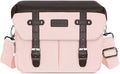 MOSISO Camera Case Crossbody Shoulder Messenger Photography Bag, Pink | DSLR/SLR/Mirrorless Vintage PU Leather Flap Gadget Bag with Rain Cover Compatible with Canon/Nikon/Sony Camera and Lens by MOSISO