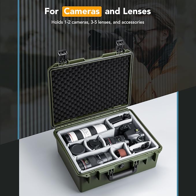 Lykus PVC1 Hard Case with Dividers for Cameras,Lenses,DJI Mavic/Air/Mini | For Photo Cameras,Drones,Portable Cameras and Their Mixes,6 Removable Dividers,Mesh Pockets,IP67 Waterproof,Shockproof - Image 2