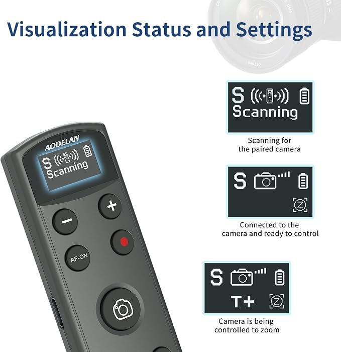 for Sony Camera Rechargeable Shutter Release Wireless Remote Control | Compatible with Sony ZV-E10,ZV-1F,ZV-1,A6400,A6700,A7C,A7III,A9,A9 II,DSC-RX0 II,Replace RMT-P1BT(Black) - Image 8