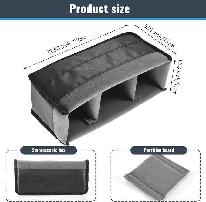 Shockproof Dslr Slr Camera Insert Organizer Case Partition Divider Protection Case(Black+Grey), 32x11x15cm, 243293A3 - Image 8