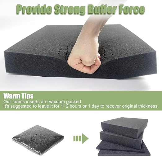 LAFENLIN Pick & Pluck Foam 4-Pack for Gun Cases, 16x12x2" & 0.4" Sheets | High-density closed-cell polyethylene, pre-scored for easy customization.Protects firearms, electronics, tools & collectibles - Image 3