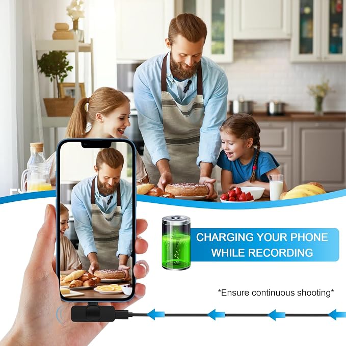 USB C Wireless Lavalier Microphone for iPhone 17 16 Pro Max 16e 15,Samsung | Galaxy S26 S25 A16 S24,Noise Reduction Mini Lapel Mic Clip on,Lav Mic on Video Recording,Tiktok,Youtube,Vlog,Live Streaming - Image 6