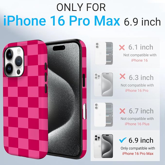 TPU Phone Case for iPhone 16 Pro Max, MagSafe Wireless Charging Compatible, Shockproof Slim Fit Protective Cover with Anti-Yellowing & Raised Camera Protection (Plaid 1, iPhone 16 Pro Max) - Image 2