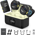 NEEWER KM18 Wireless Microphone with USB C Charging Case OTG 48KHz 24Bit 20H Battery 3.5mm TRS 150m Range Noise Cancelling Mini Lapel Lavalier Mic Compatible with Camera iPhone Android Phone Laptop PC by Neewer