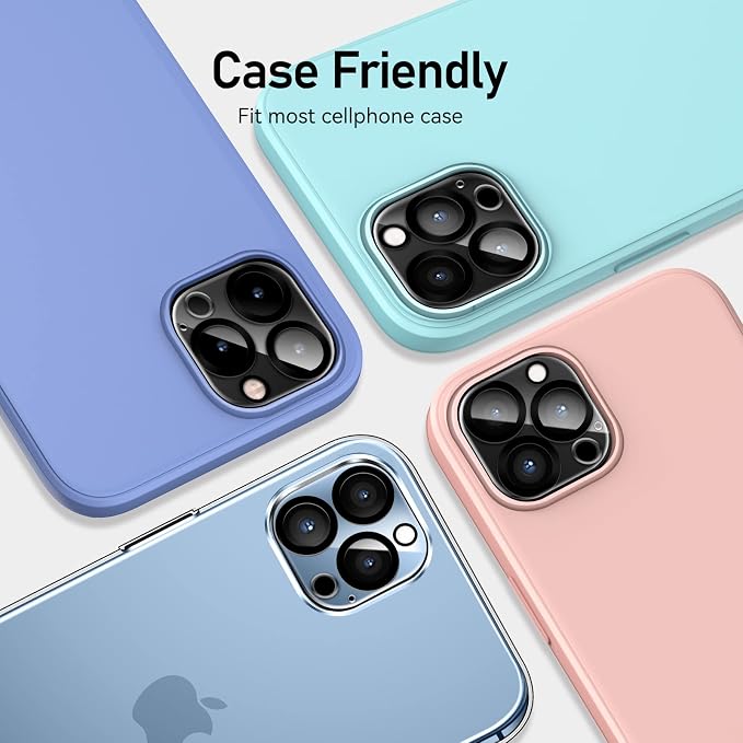 ivoler Camera Lens Protector for iPhone 13 Pro Max 6.7"/13 Pro 6.1", 4 Pack | Screen Protector Tempered Glass[Case Friendly][New version],Scratch-Resistant,Easy Installation,Clear+Black Circle - Image 9