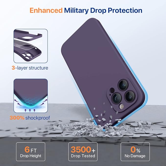 Miracase for iPhone 14 Pro Max Case, Silicone, Purple | Shockproof Liquid Silicone Case with Microfiber Lining,6.7 inch - Image 4