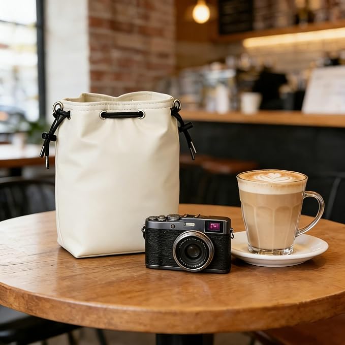 NOWNIN Drawstring Camera Lens Pouch with Cotton Pad, 9.84"x6.69", for SLR | Fleece-lined interior protects lenses from scratches & dust. Drawstring closure. Lightweight, portable for travel & storage - Image 5