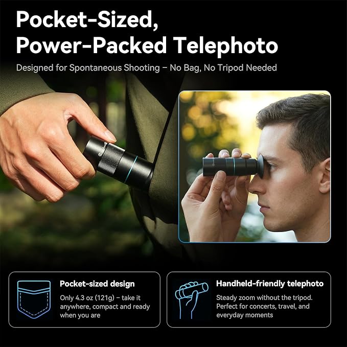 APEXEL 6X Telephoto Lens for iPhone – 144mm Equivalent, Universal Clip | for Samsung, Pixel and Android | for Travel, Street, and Everyday Creative Shots | 10-Glass Optics, Aluminum Build - Image 3