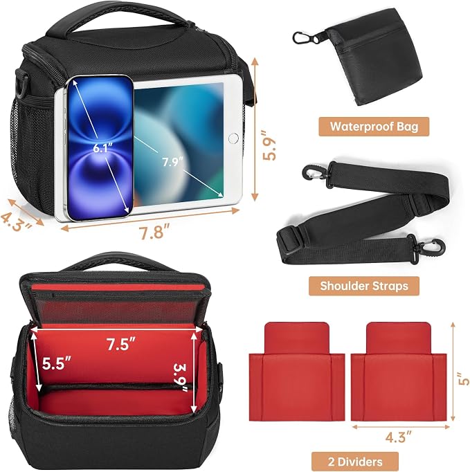 Camera Carrying Case, Camera Storage Bags Anti-Shock Crossbody Camera Case | Digital Camera Case with Rain Cover Compatible for Canon EOS R50 M50 Powershot SX540 SX70, Nikon Coolpix, Sony a6100 a6400 - Image 3