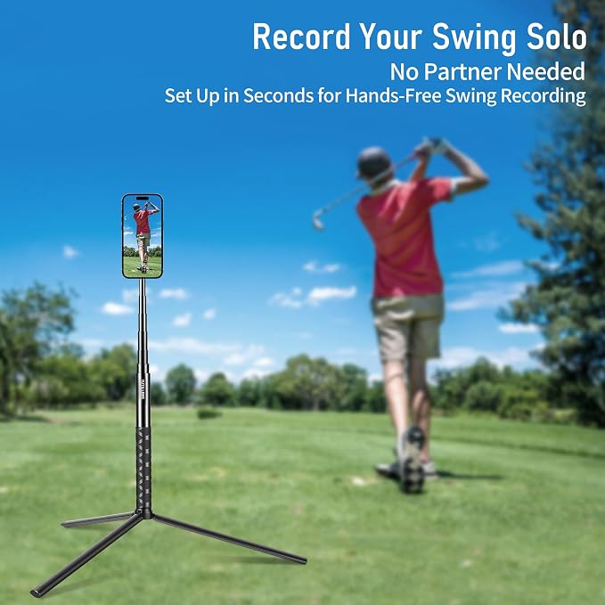 Golf Tripod Monopod, Magnetic Phone Stand for Swing Recording | 53.5" phone holder for iPhone/Android, with clamp, MagSafe/metal ring mount, 1/4"-20 screw, spike, tripod, carry bag - Image 2